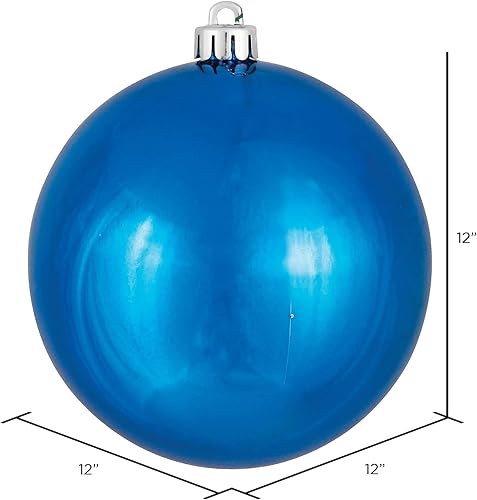 Vista 197 de Vickerman Adorno de bola de caramelo rojo de 12 pulgadas, inastillable y resistente a los rayos UV, confiable y listo para colgar, adornos rojos