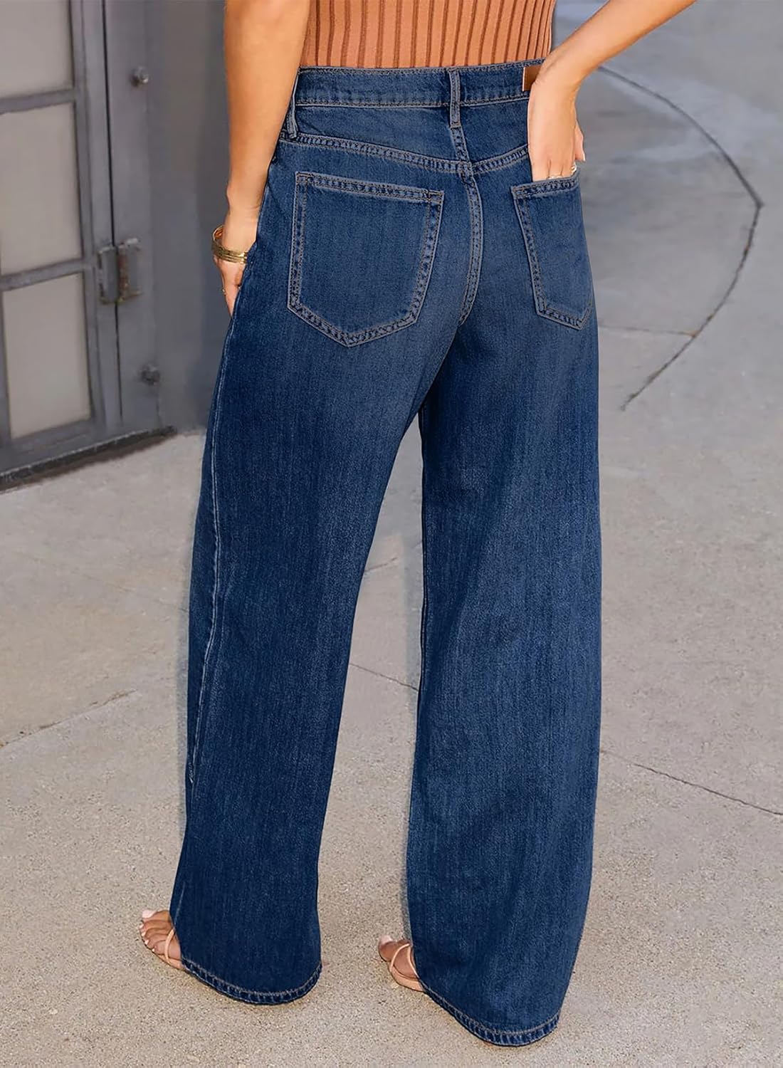 Sidefeel Women's Wide Leg Jeans High Waisted Stretchy Seamed Panel Denim Pants - Image 2