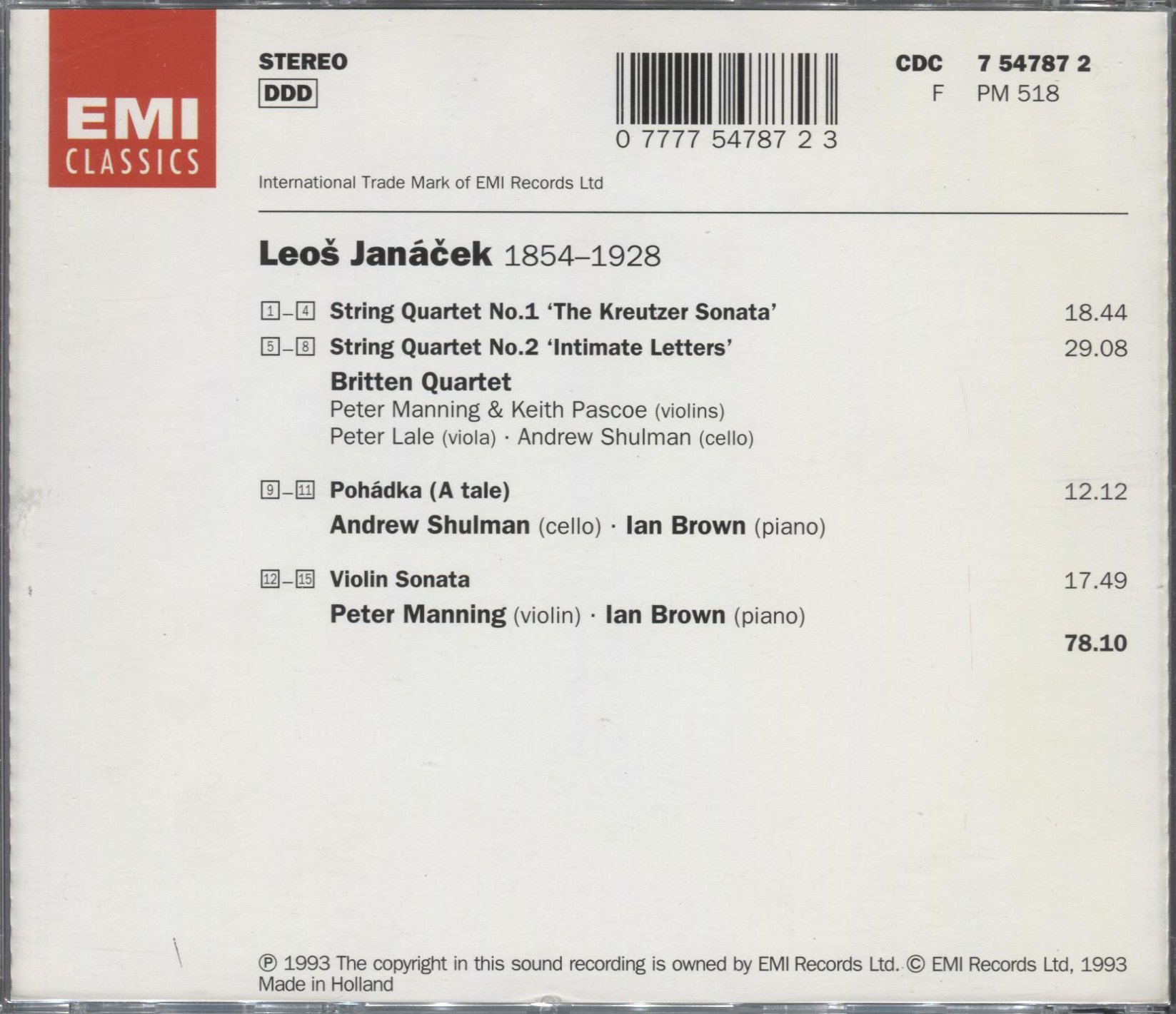 Janacek-String Quartets 1+2