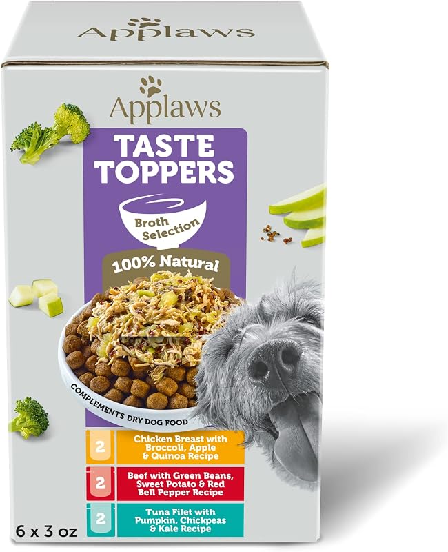 Sachês de Ração Úmida para Cães Applaws Taste Toppers Variety em Caldo, Sabores Variados, Pacote com 6 unidades de 85 g