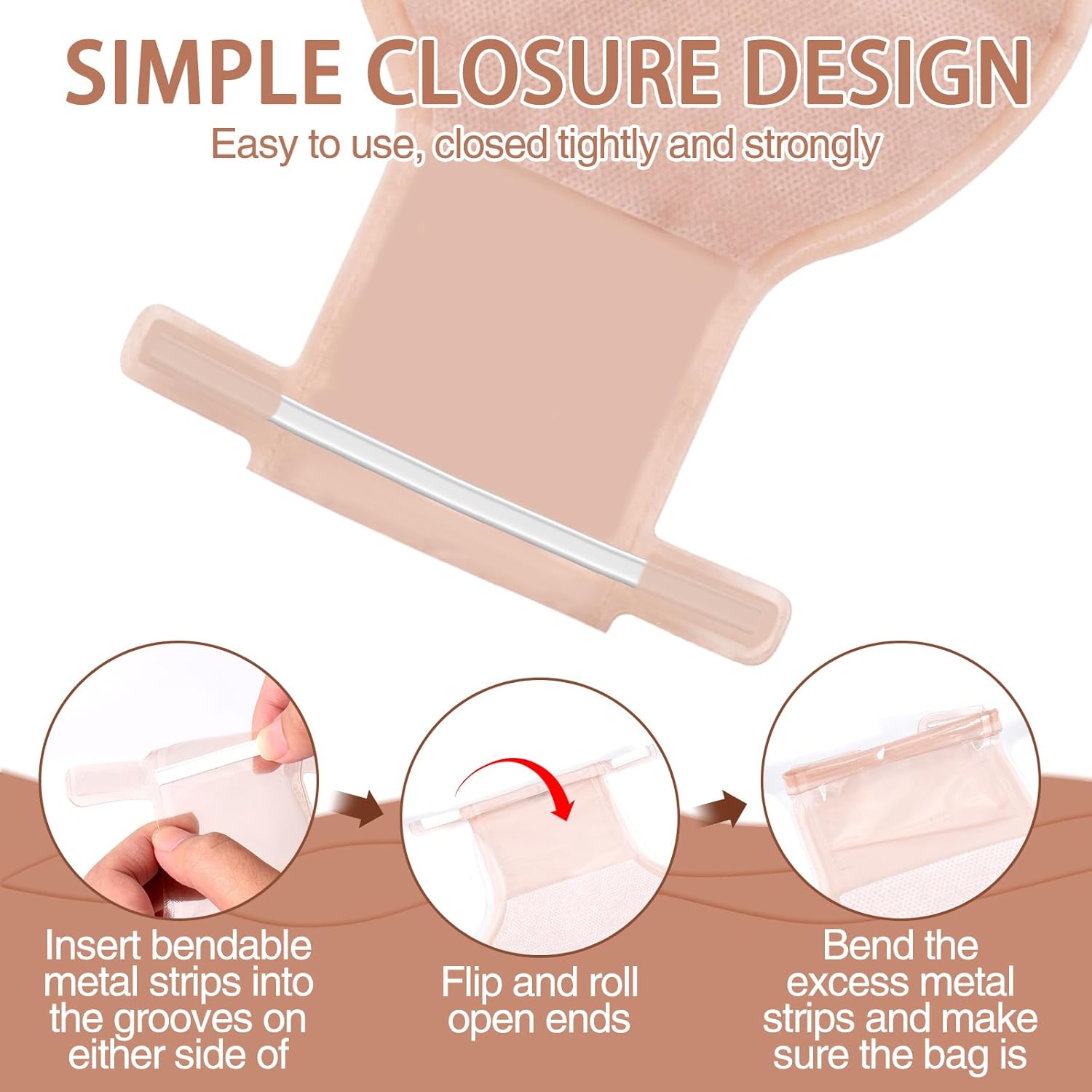 Eyourlife 40 PCS Colostomy Bags, Ostomy Bag Colostomy Supplies, One Piece Drainable Pouches with Clamp Closure for Ileostomy Stoma Care, Hydrocolloid & Non-Woven Border, Cut-to-Fit 15-65MM