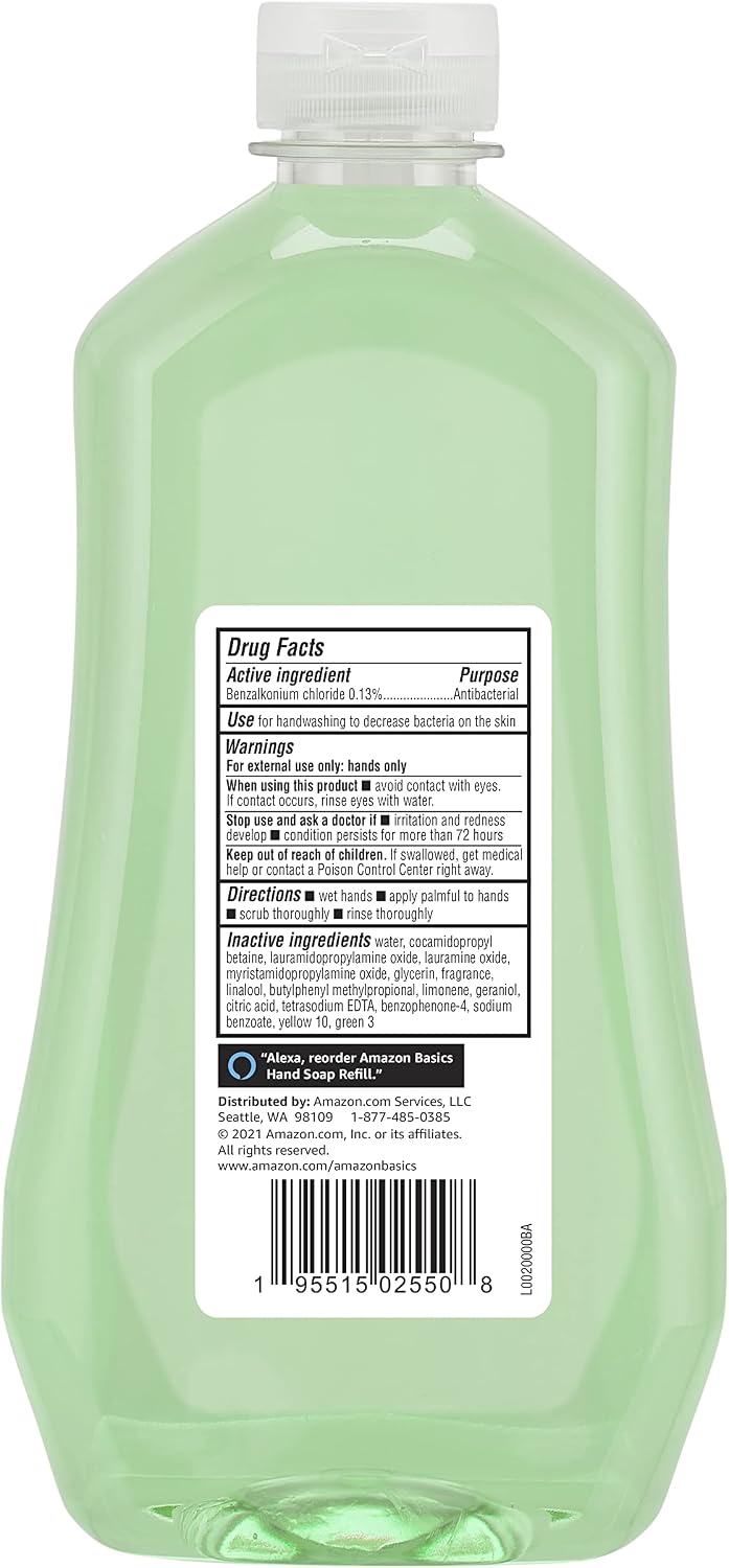 Amazon Basics Foaming Antibacterial Soap Refill, Pear Scent, Triclosan-Free, 32 Fluid Ounces (ONLY Fits Foaming Dispensers), 1-Pack (Previously Solimo)