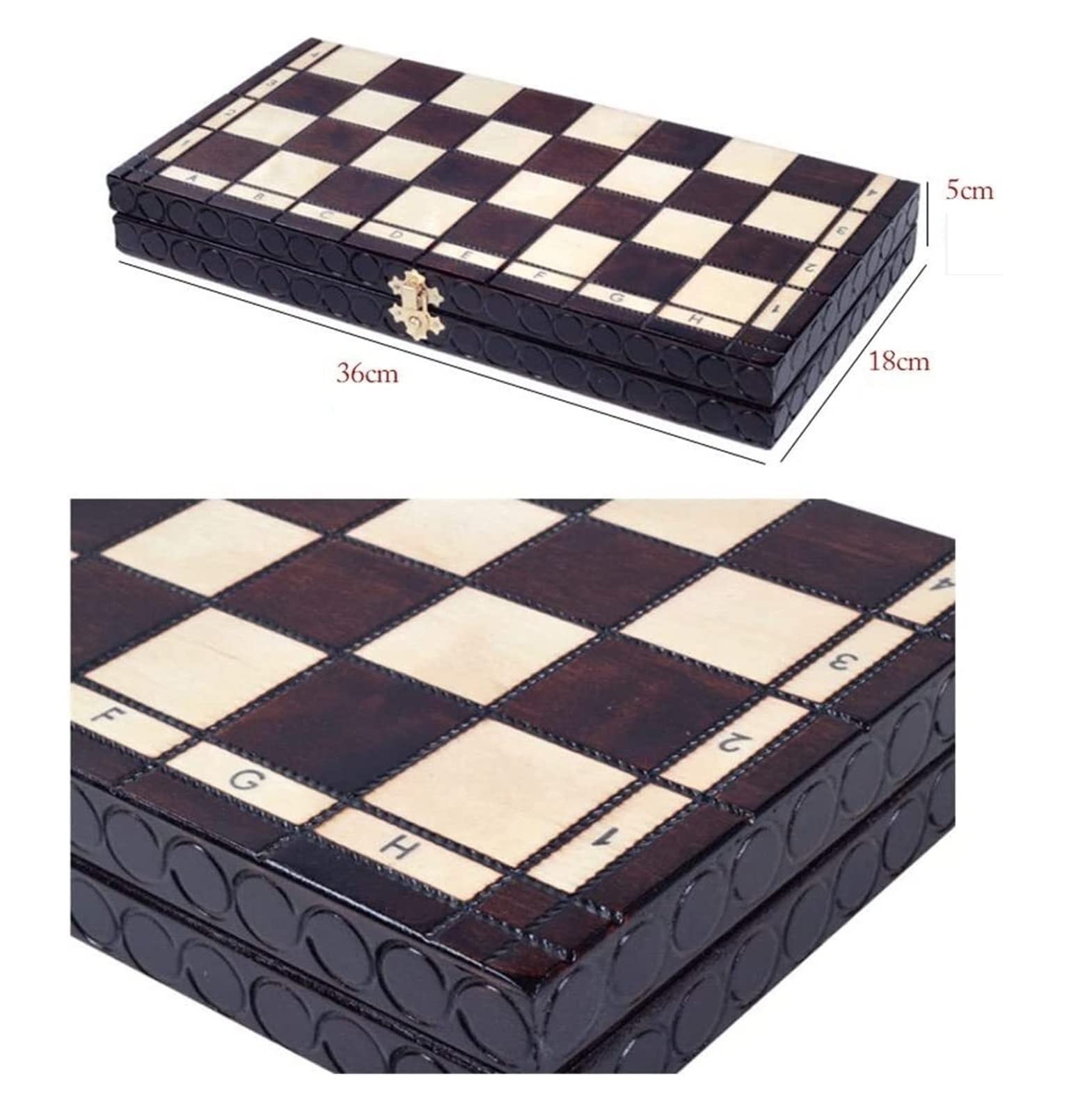 Szachy 14x14in Przenośny Zestaw Do Gry W Szachy Podróżne, Drewniane Szachy Warcaby Zestaw Ręcznie Robiony Zestaw Szachów Chess Jeu