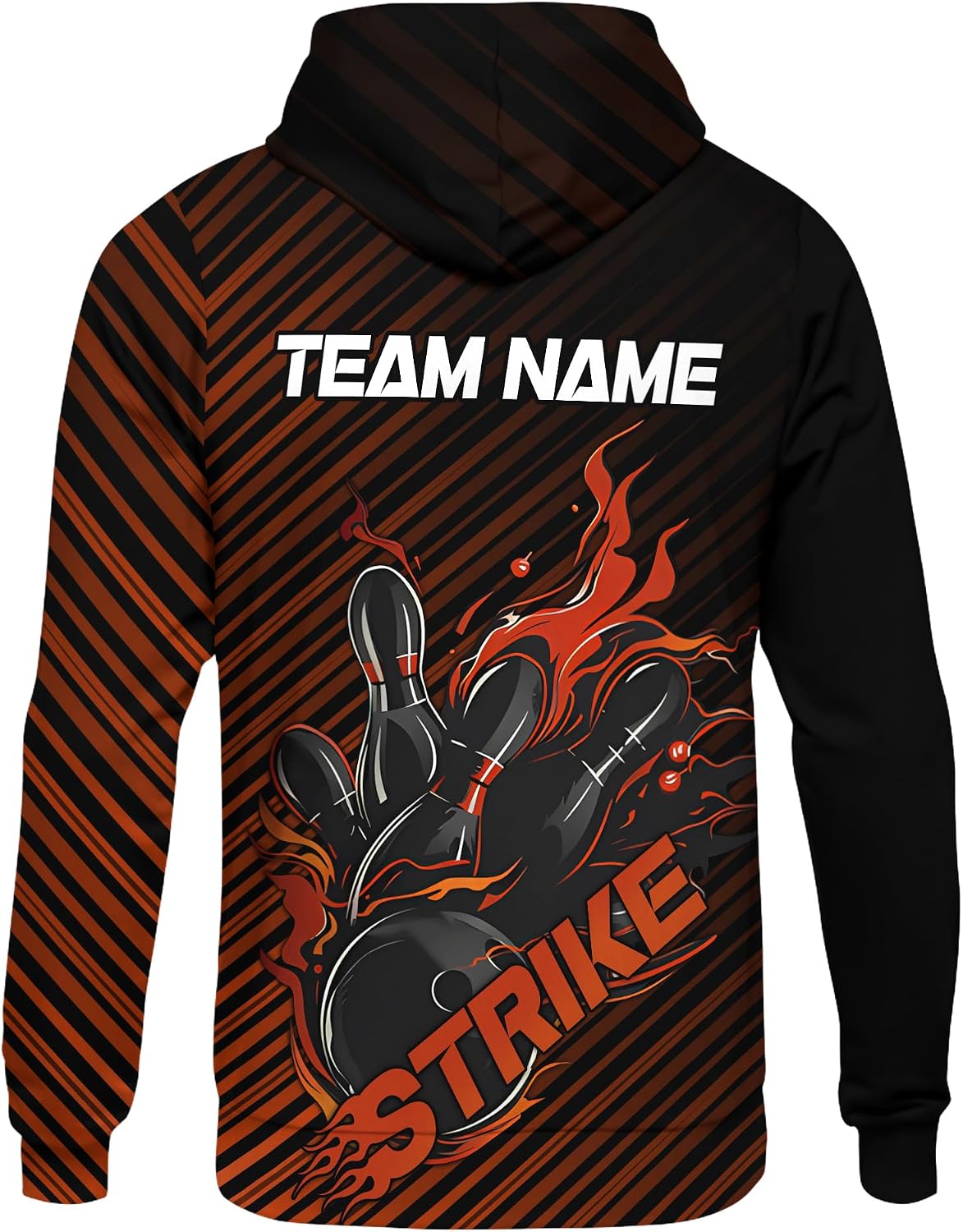 Unisex Bowling Hoodie Personalized Geometric Bowling Alley Hooded Sweatshirt Print Bowling Clothing