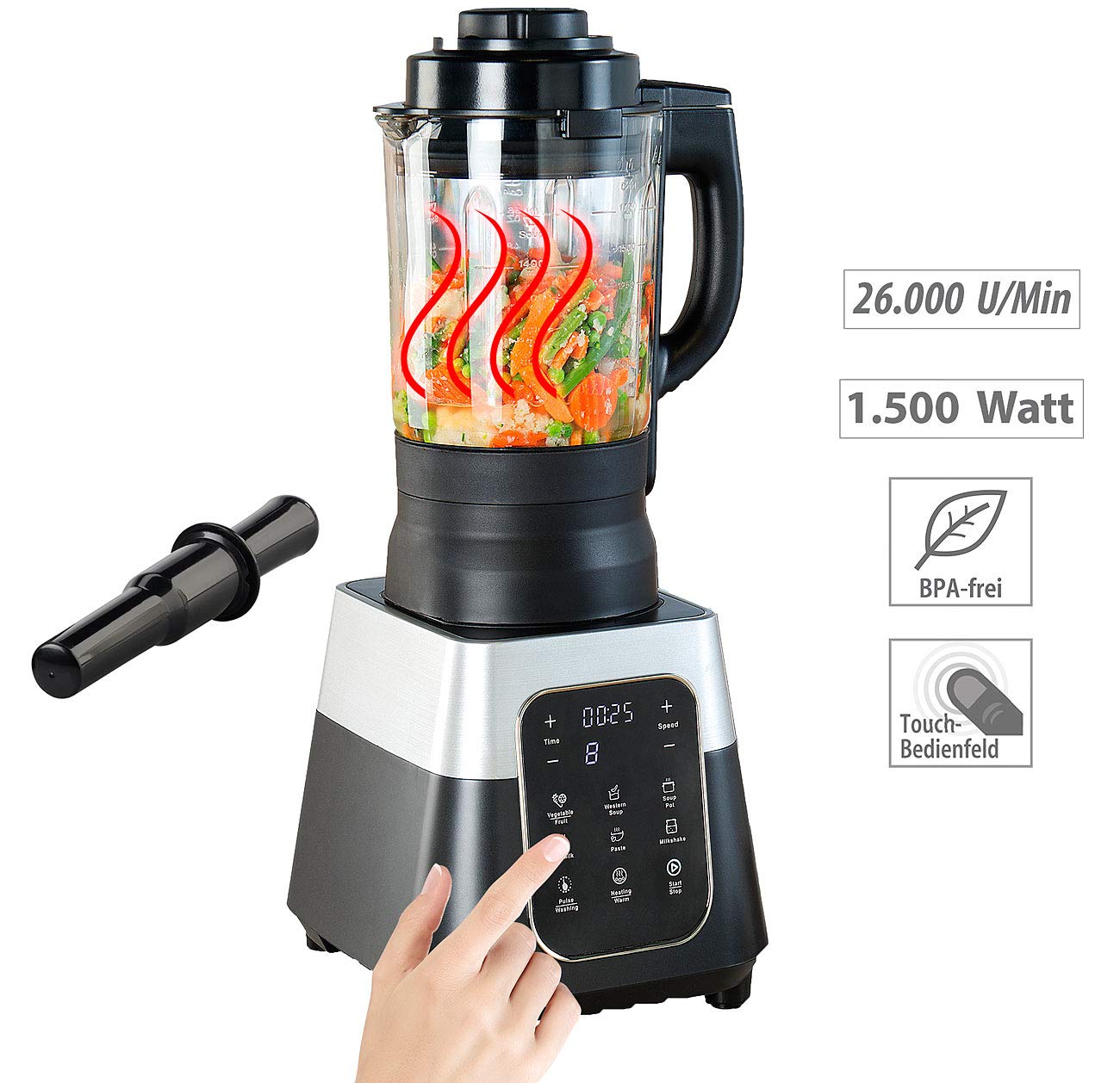 Profesjonalny blender kielichowy z funkcją podgrzewania, dotykowy, 1,75 l, 1500 W