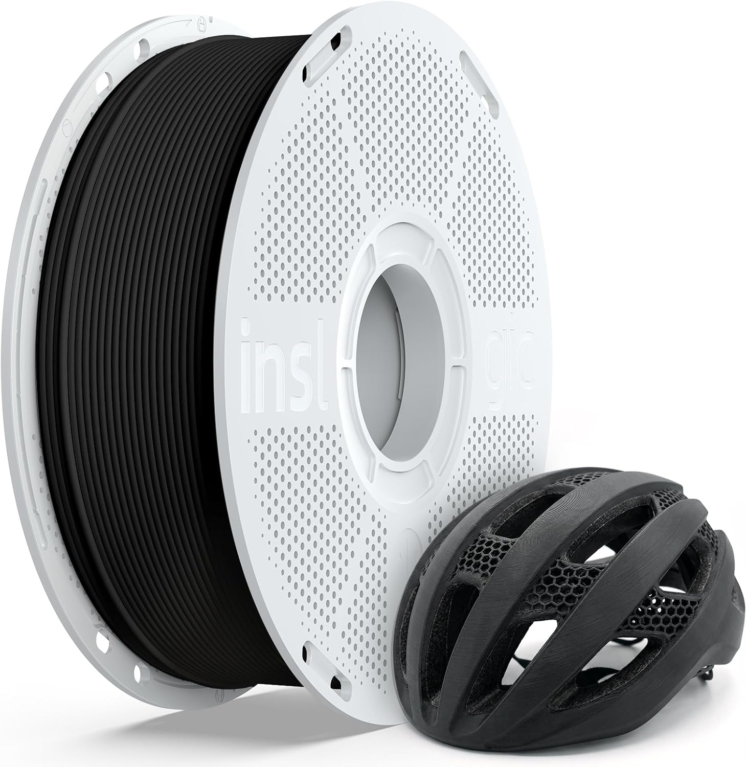 Inslogic PA6-CF20 Carbon Fiber Nylon Filament 1.75mm Black 1kg Spool, 20% Carbon Fiber Reinforced PA6 CF Filament, Warp Free 3D Printing Filament for Functional Parts & Industrial Tools