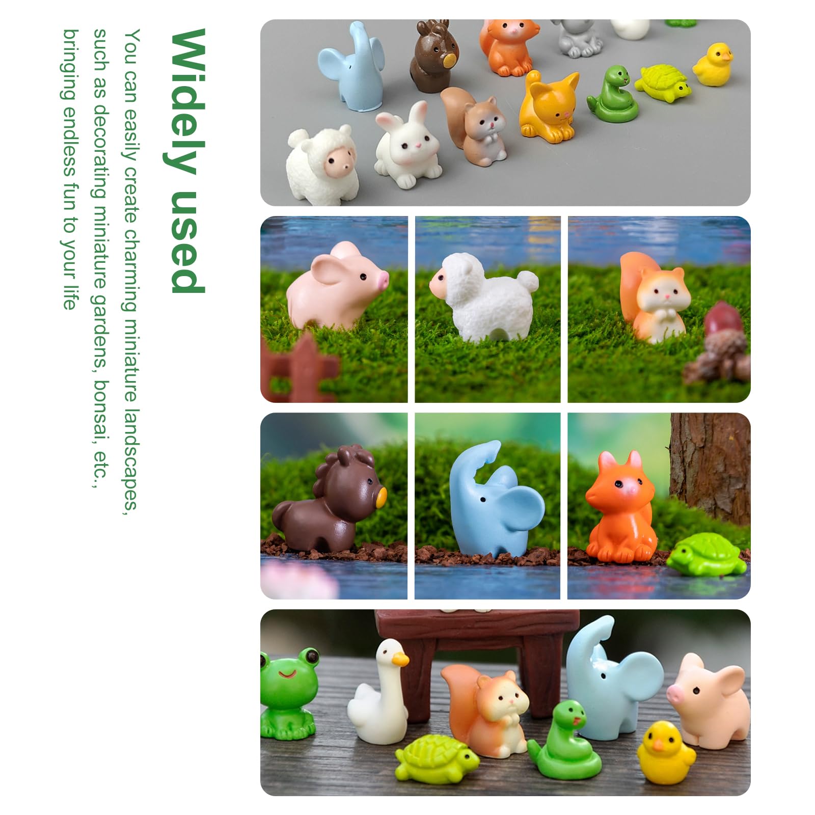 30pcs Animali in Resina, Casa Decorazione Fai da Te, Mini Fiocchi Decorazione Giardino, Micro Paesaggio (15 Stili)