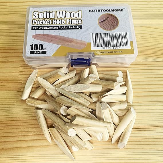 100 Pack 3/8 Solid Wood Pocket Hole Plugs for Pocket Hole Jig