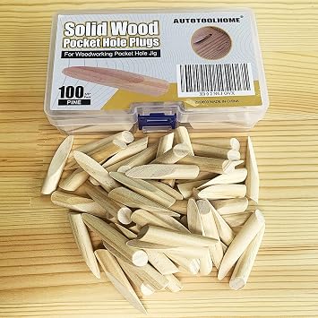 100 Pack 3/8 Solid Wood Pocket Hole Plugs for Pocket Hole Jig