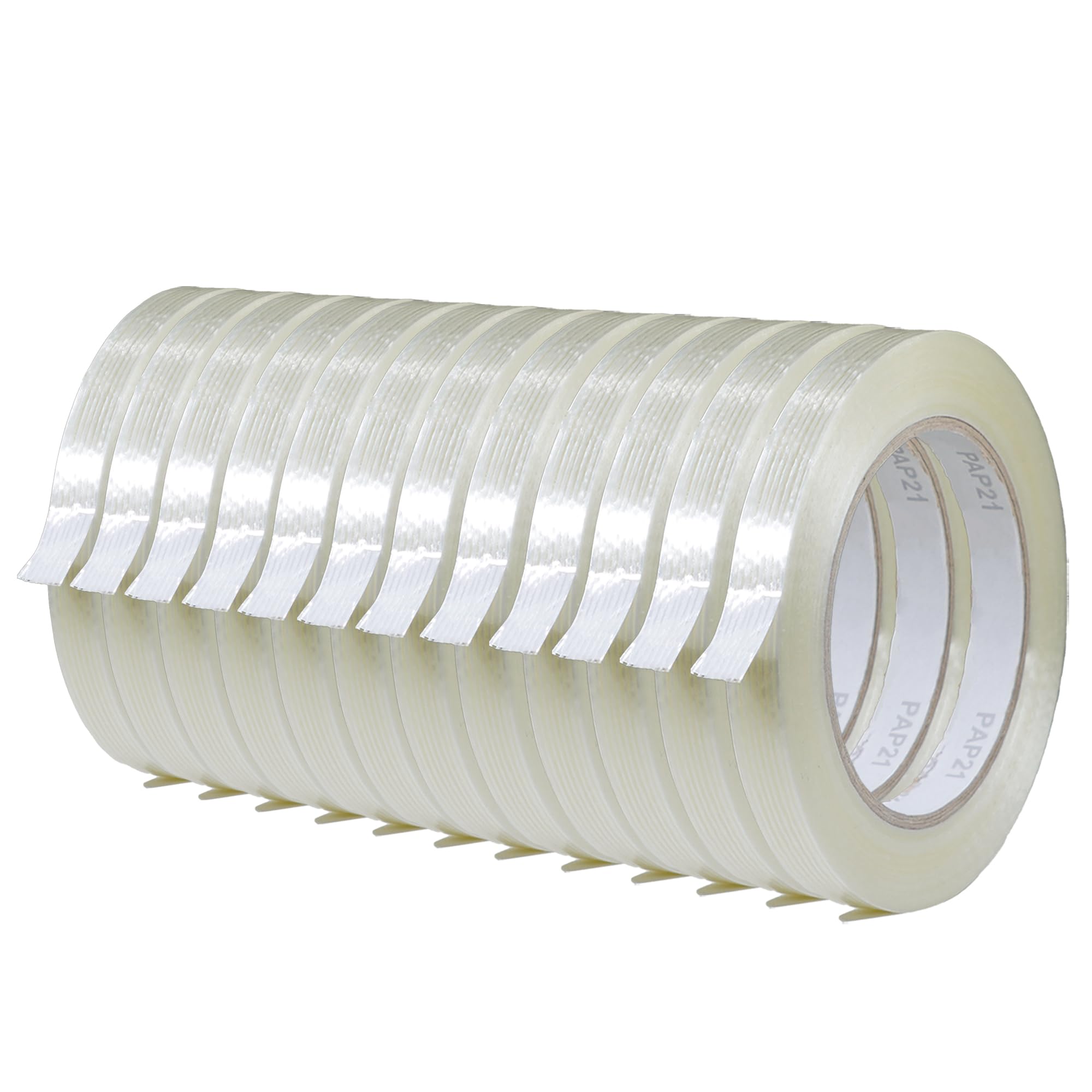 GGR Supplies FIL-795 Mono/Uni-Directional Fiberglass Reinforced Super Resistant Heavy Duty Commodity Grade Filament Strapping Tape: 1/2 in. Wide x 60 yds. (5.5 Mil) (Pack of 12)