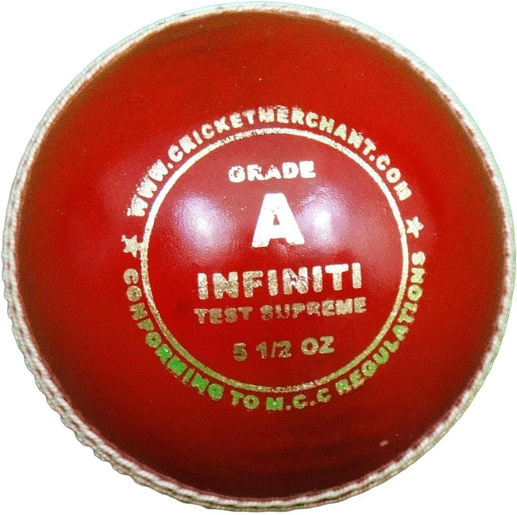 CM Infiniti Test Supreme - Grade A Cricket Ball, Red
