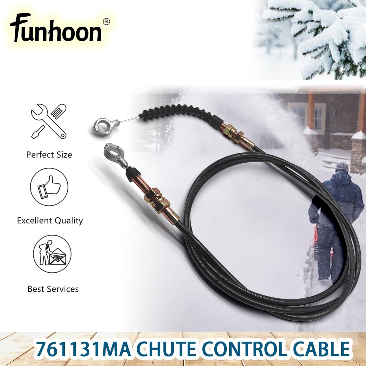 Funhoon 761131MA Chute Control Cable for Murray Dual Stage Snowblowers Snow Thrower