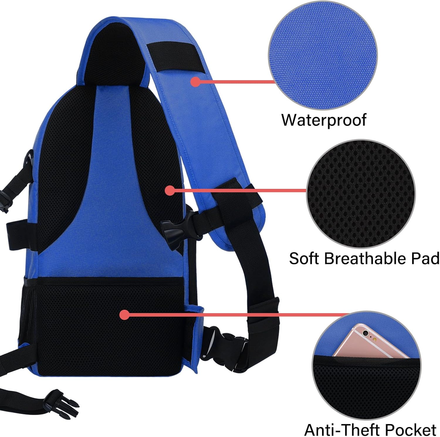 MOSISO Camera Sling Bag, DSLR/SLR/Mirrorless Camera Case Shockproof Photography Camera Backpack with Tripod Holder & Removable Modular Inserts Compatible with Canon/Nikon/Sony/Fuji, Royal Blue - Image 4