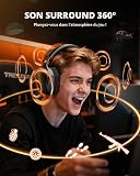 NUBWO Wireless Gaming Headset with Mic for Ps5 Ps4 PC, Zero Interference, 100-Hour Battery All-Day Play, 23ms Sync​ for Fortnite & Call of Duty/FPS Gamers, Triple Mode All Devices Compatible - Orange - 6