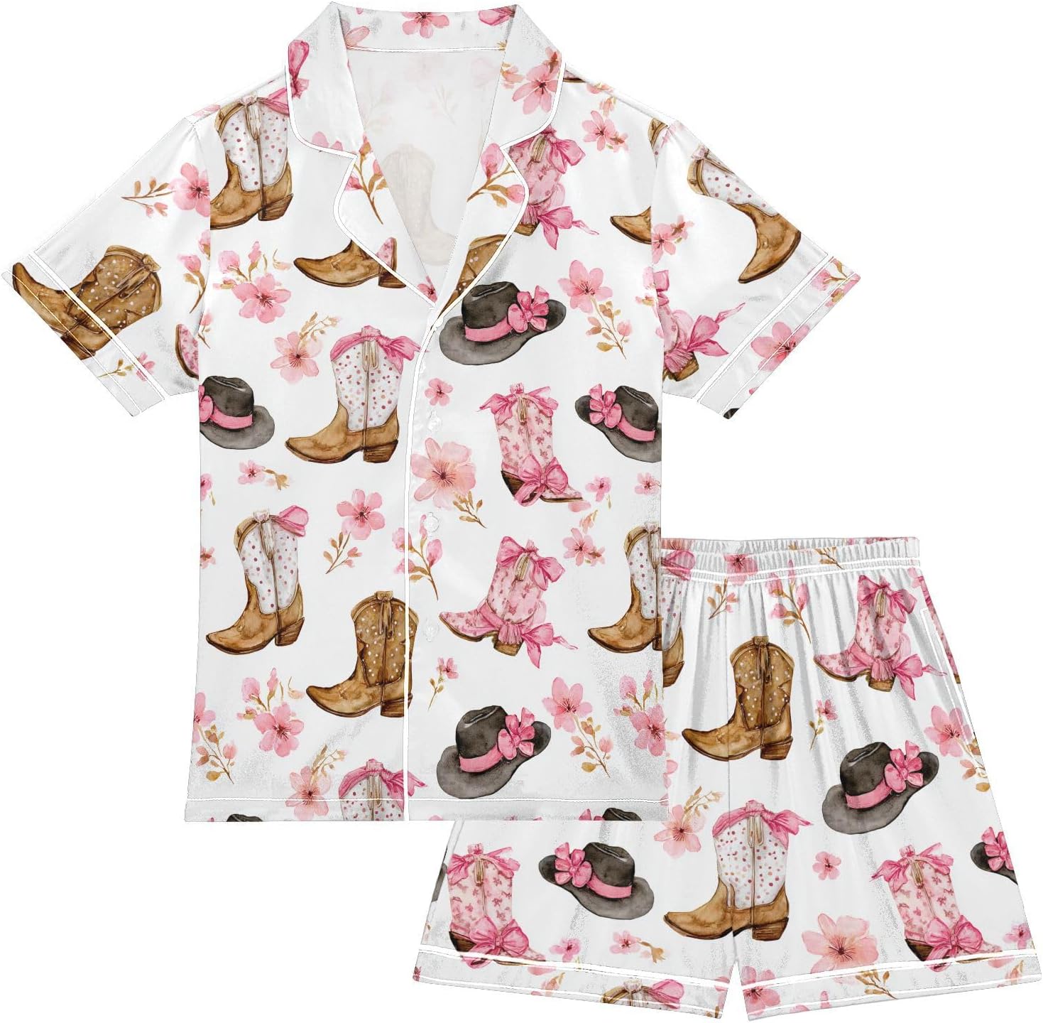 Silk Pajamas Sets Soft Satin 2 Piece Pjs Set Short Sleeve Sleepwear Nightwear