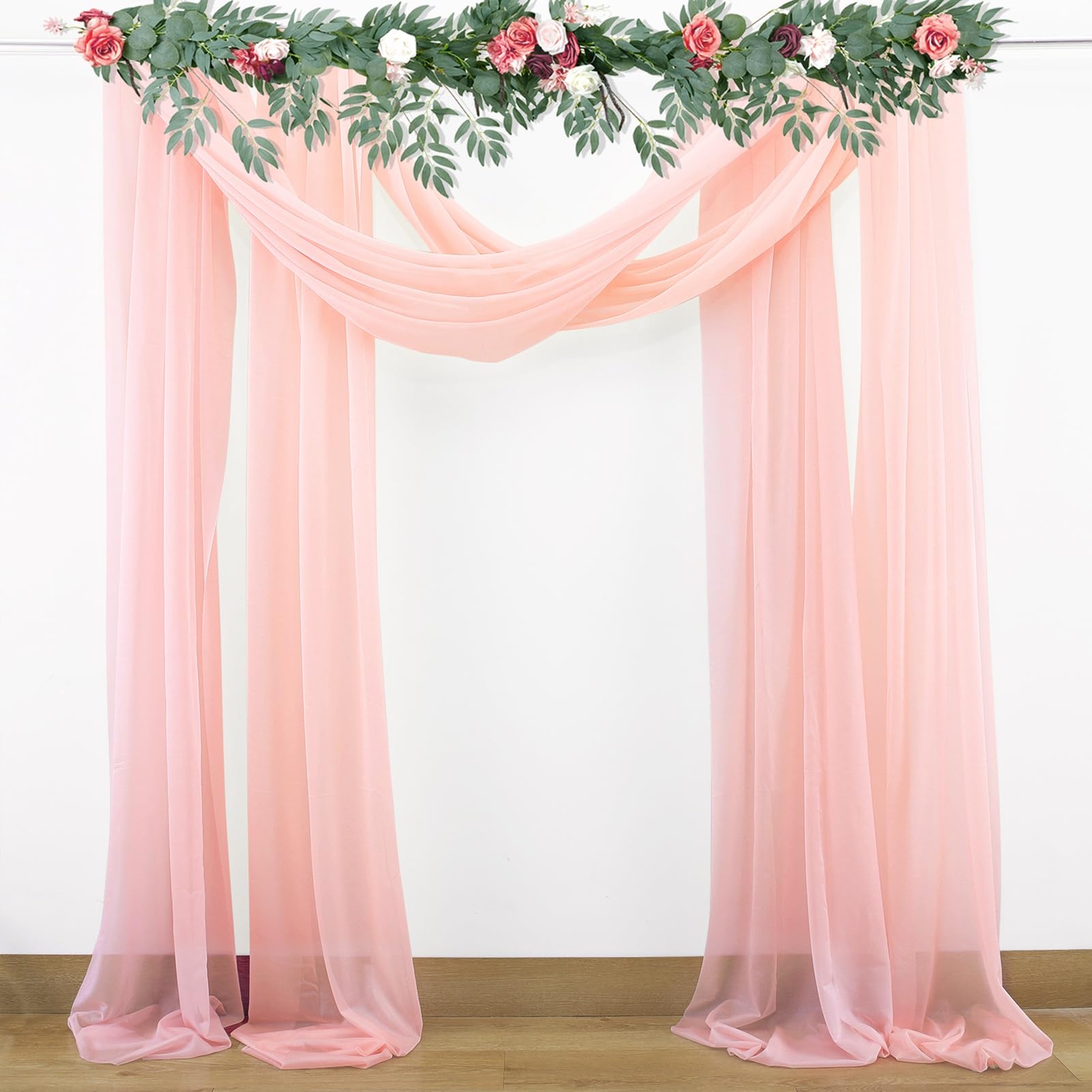 2 Panel Wedding Arch Draping Fabric Wedding Arch Chiffon Fabric Drapery Wedding Drapery Arch for Wedding Ceremony Party Ceiling Decor(#4)