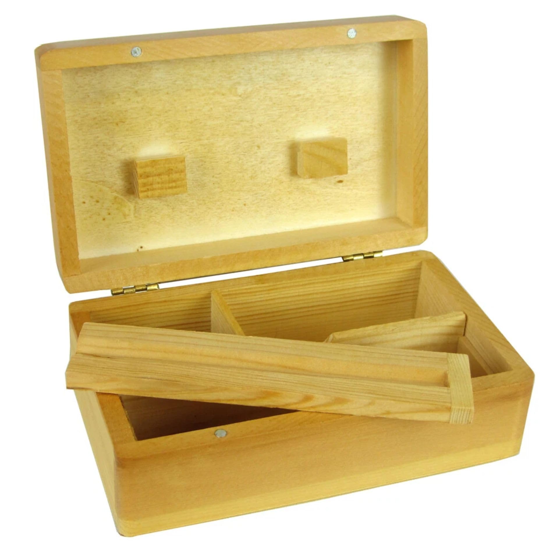 Ember Edge Premium Wooden Rolling Box for King Size Papers – Handcrafted Tobacco Rolling Gift Box with Storage Compartments Gift for Smokers Christmas Fathers Day Frinds (NATURAL)