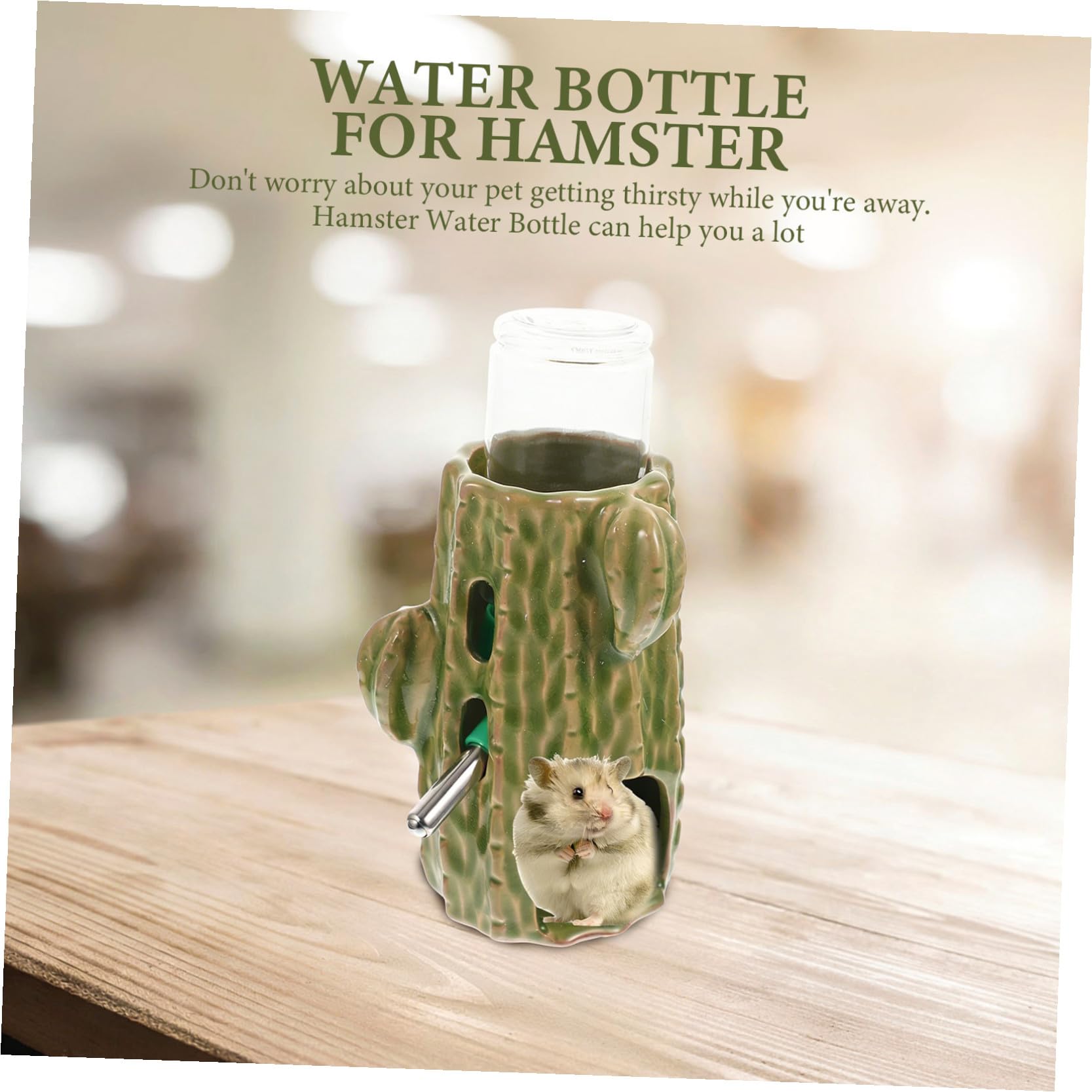 Bebedero Vertical para Hámster 80ml de Cerámica Verde 1 Set | Diseño Transparente, a Prueba de Fugas, Uso Sencillo, para Chinchilla y Cobaya