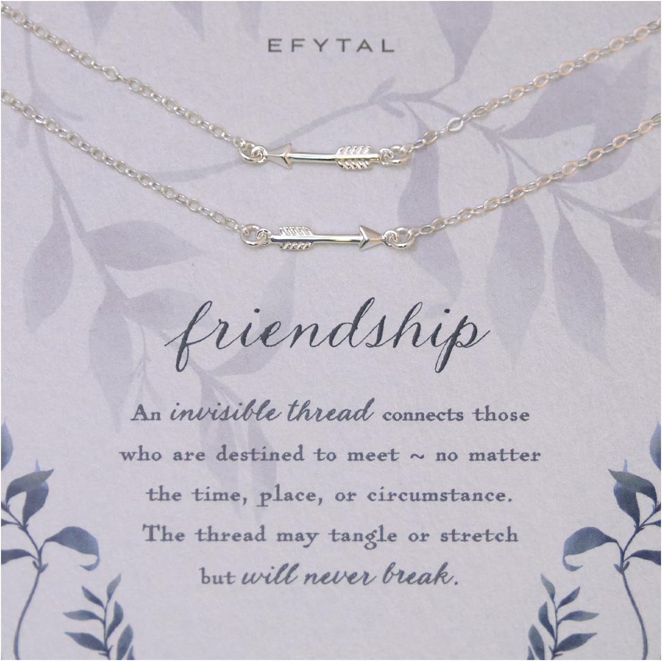EFYTAL Matching Friendship Necklaces, 925 Sterling Silver Arrow Friendship Necklace Set of 2, Best Friend Necklace Gifts for Women, Best Friend Birthday Gifts
