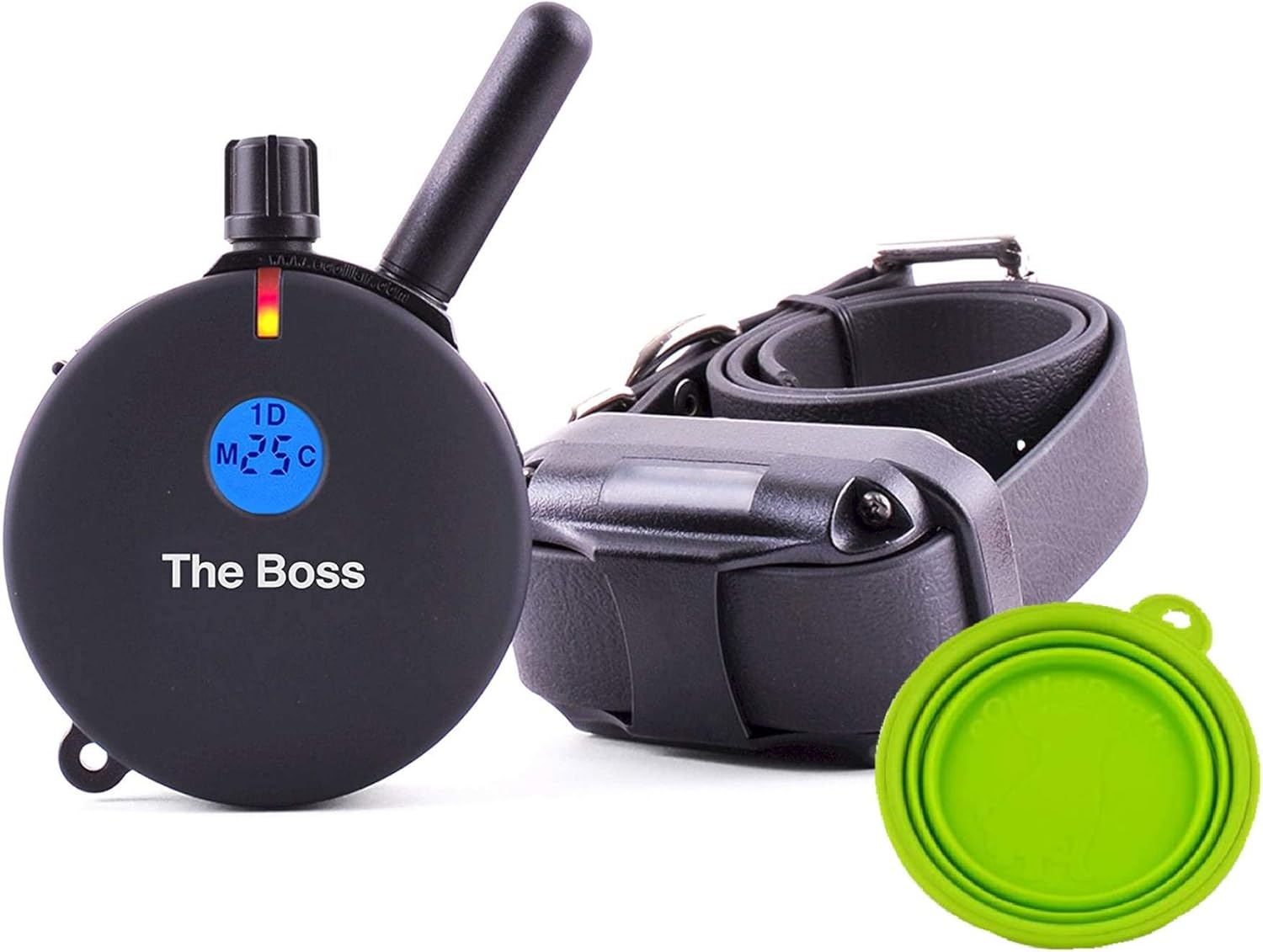 Educator ET-800 The Boss 1-2 Dog Training Collar LED Light – Behavior Trainer for Dogs w/Remote, 1-Mile Range Frequency – Vibration Stimulation Tone Includes eOutletdeals Travel Bowl (ET-800-1 Dog)