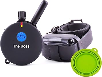 Educator ET-800 The Boss 1-2 Dog Training Collar LED Light Behavior Trainer for Dogs w/Remote, 1-Mile Range Frequency Vibration Stimulation Tone Includes eOutletdeals Travel Bowl ET-800-1 Dog