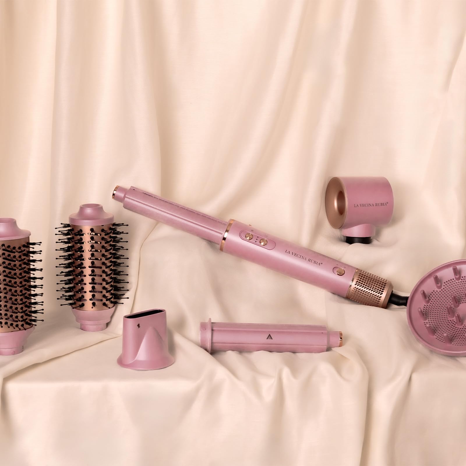 Ufesa x La Vecina Rubia Moldeador de Cabello 7 en 1 con Motor Digital Brushless, Sistema Coanda, Revestimiento Cerámico, Generador de Iones y Accesorios Profesionales