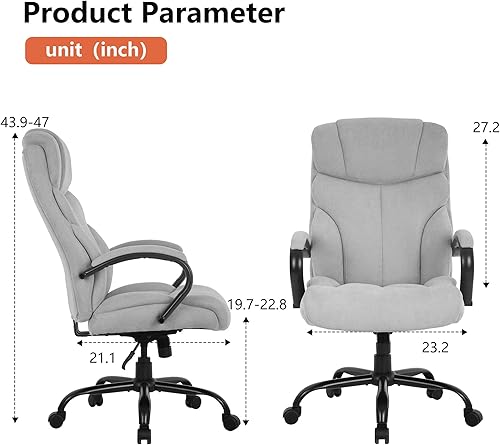Miniatura 3 de PayLessHere Silla de oficina grande y alta, silla de escritorio de 500 libras, asiento ancho, silla ergonómica con brazos y soporte lumbar, de piel