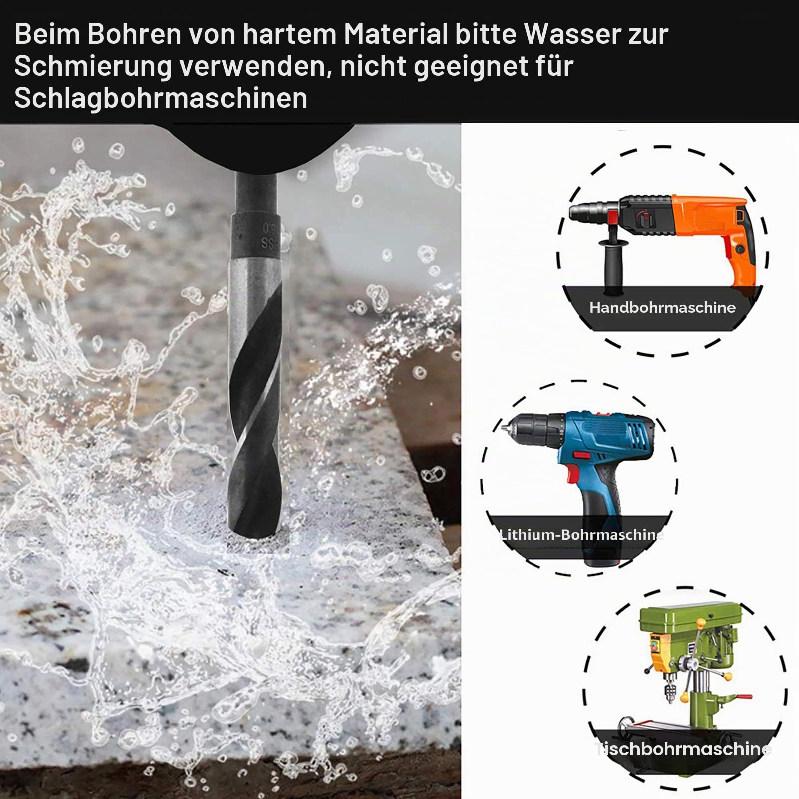 Schmiedebohrer 10-teiliges HSS-Elektrowerkzeug-Set mit 1/2-Zoll-Schaft zum Bohren von Eisen, Holz, Stahl, 13–25 mm