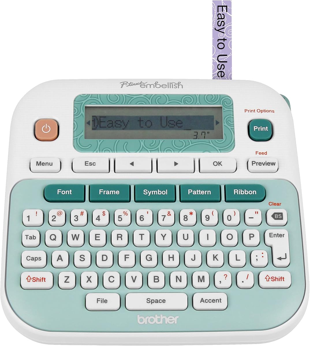 Impresora de cintas y cintas embellecedoras P-Touch PT-D215e, blanca