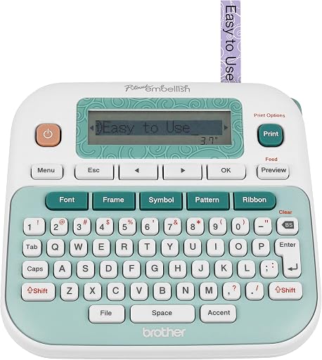 Brother P-Touch Embellish Ribbon & Tape Printer PT-D215e,White