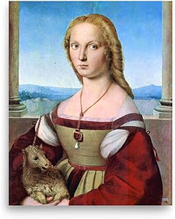 Portrait of a Young Lady with a Unicorn Poster Print Wall Art by Raphael Classic Renaissance Painting Decor - 8x10 inches
