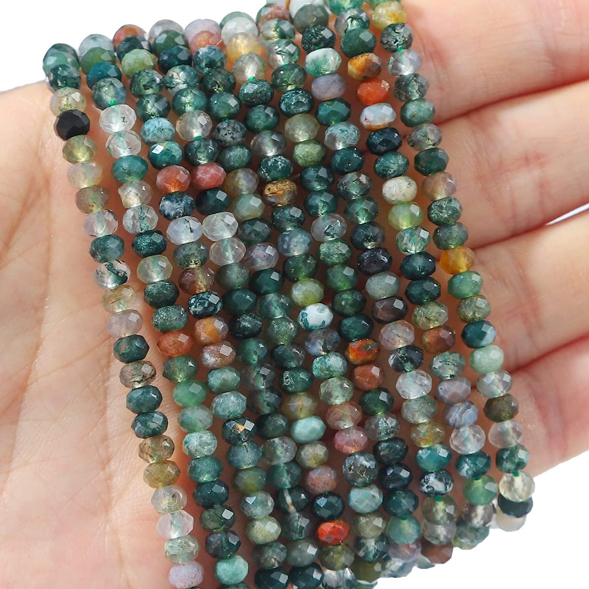 BEADIA Natural Indian Agate Beads 4x2mm 120pcs Faceted Rondelle Loose Semi Gemstone Beads for Jewelry Making Design Indian Agate 4x2mm