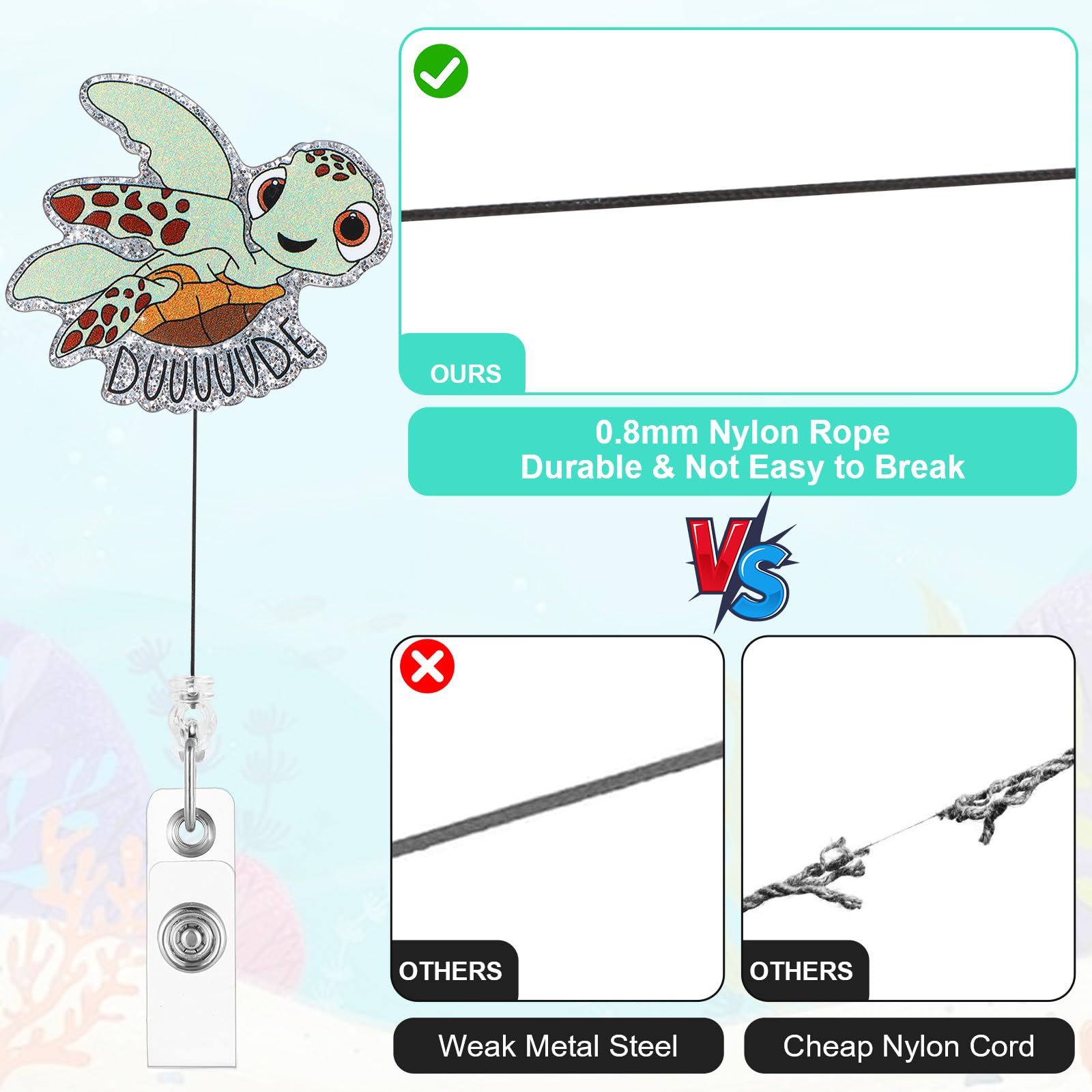 Sea Turtle Badge Reel Turtle Retractable ID Badge Holder Sea - View #11