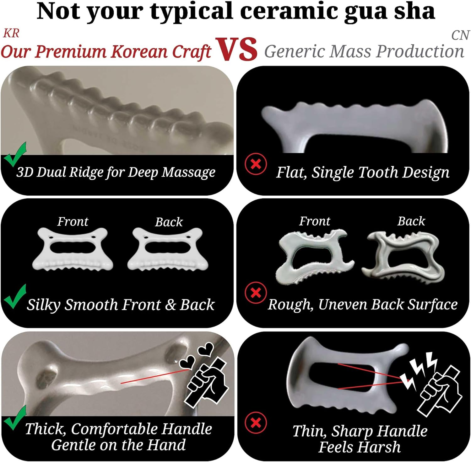 Ceramic Gua Sha, Face&Body Guasha, Korean Gausha, Face Lift, Muscle Relief Massage Board, Skin Care Gift for Men Women - Image 4