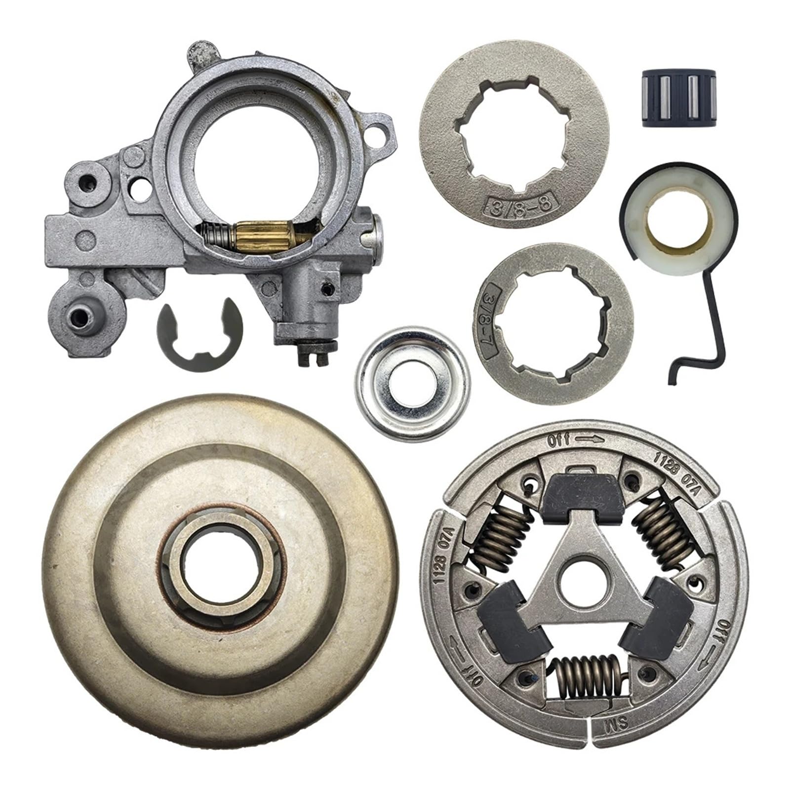 Bęben sprzęgła 3/8 "8T 7T zestaw zębatek do MS361 MS 361 pompa olejowa przekładnia ślimakowa piła łańcuchowa 1128 007 1000, 1128 160 2004