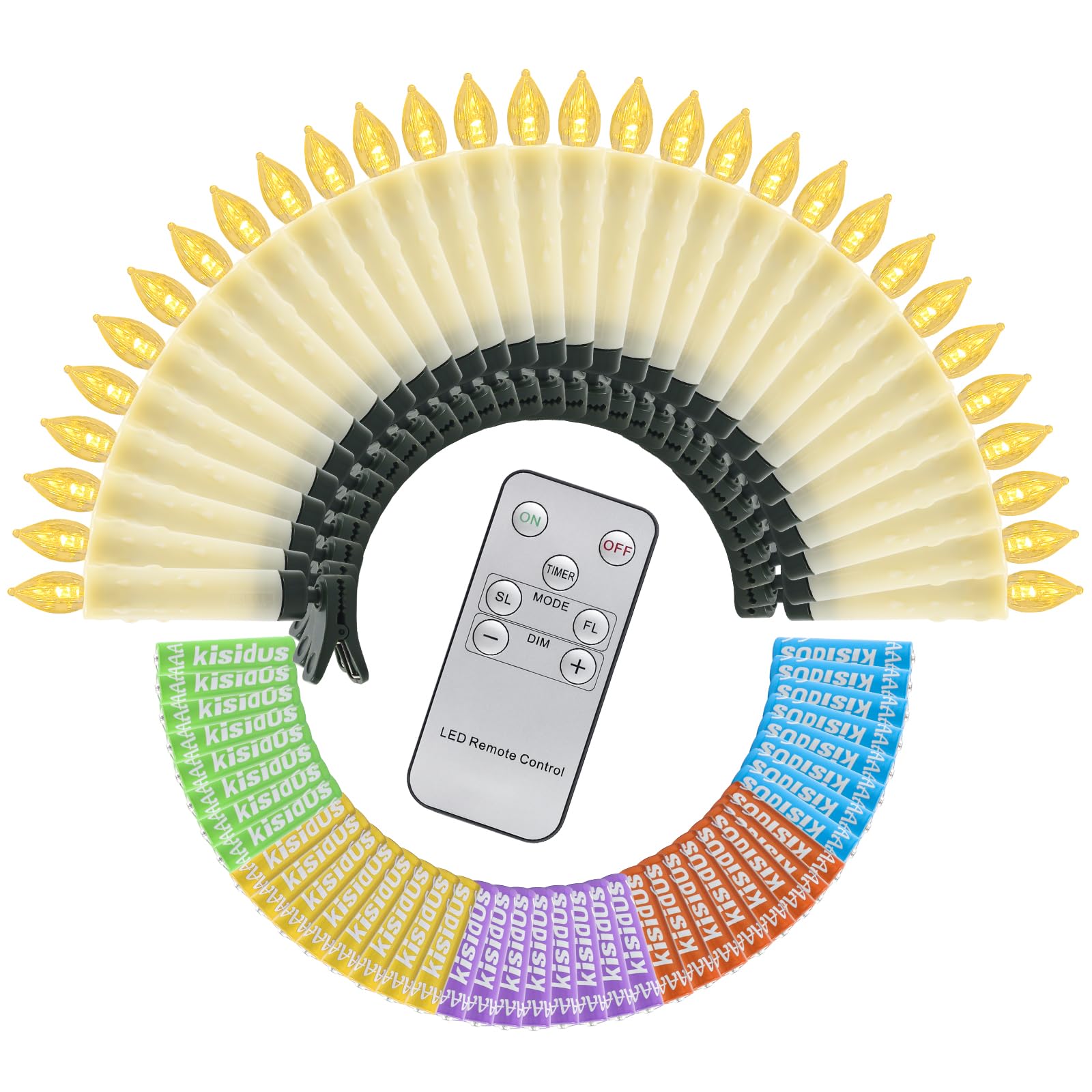 kisidus 40 LED Velas de Navidad con mando a distancia y batería, velas de Navidad sin llama, Luces de Árbol de Navidad, Luces de Velas, Decoración de Navidad Jardín