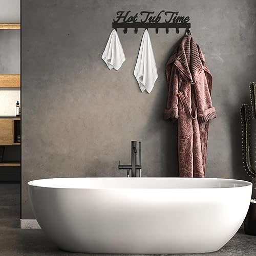 Miniatura 6 de IBosins Toallero para bañera de hidromasaje con 8 ganchos, colgador de toallas montado en la pared para batas, ropa, toallas, accesorios para bañera