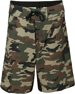 Burnside Mens Camo-Diamond Dobby Board Shorts-B9371-32-Green Camo