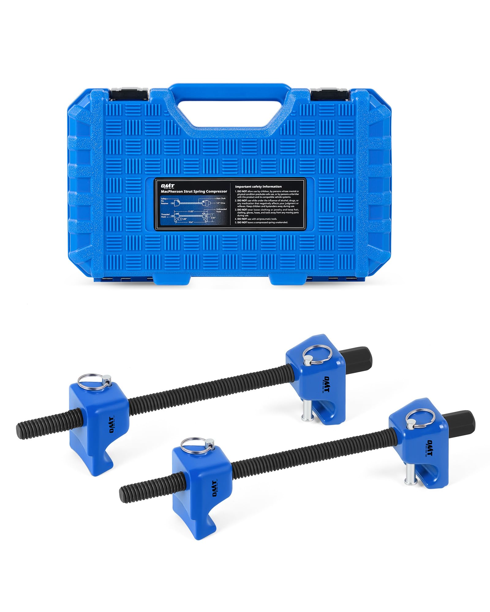 Orion Motor Tech 2-TLG. Federspanner Set für KFZ, Profi Macpherson Federbein Spanner mit 265mm Spannweite, Stoßdämpfer Werkzeug mit Sicherungsstiften, 1/2 Zoll Antrieb & 13/16 Zoll Sechskant