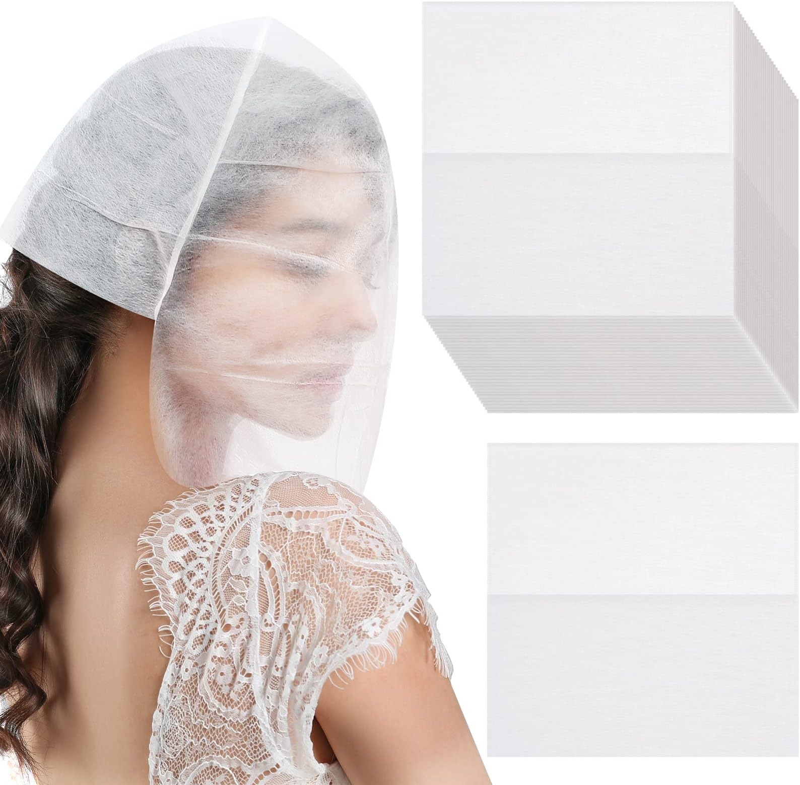Tegeme 50 Pieces Face Makeup Protector Hood Disposable Cosmetic Mask Beauty Makeup and Clothing Dress Protector Face Mask for Women
