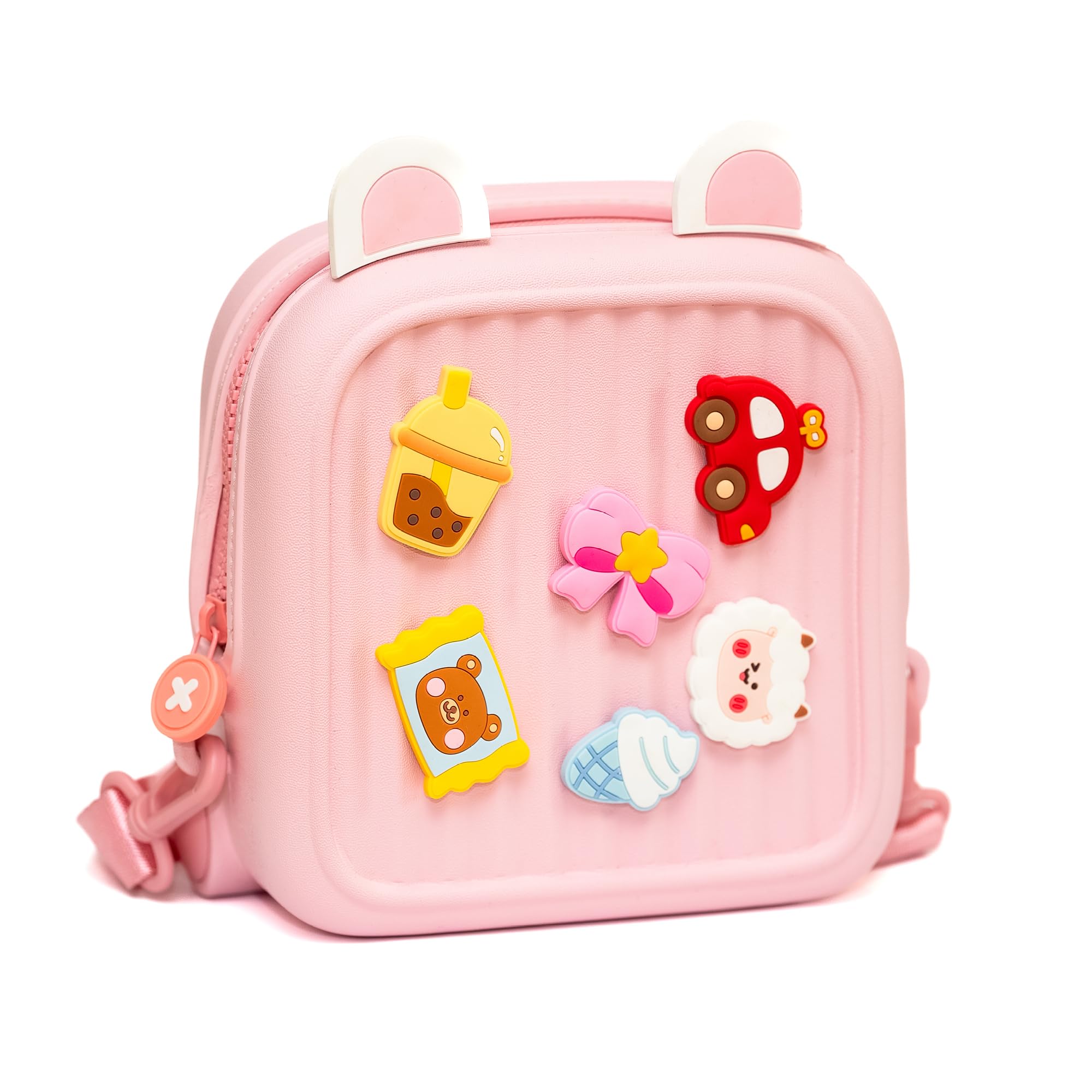Sac à Dos Enfant 3–6 Ans – Cartable Léger et Waterproof – Sac Personnalisable avec 6 Stickers - École, Crèche, Maternelle - Cadeau Fille et Garçon - 18,5 x 9 x 21 cm (Rose) - 1