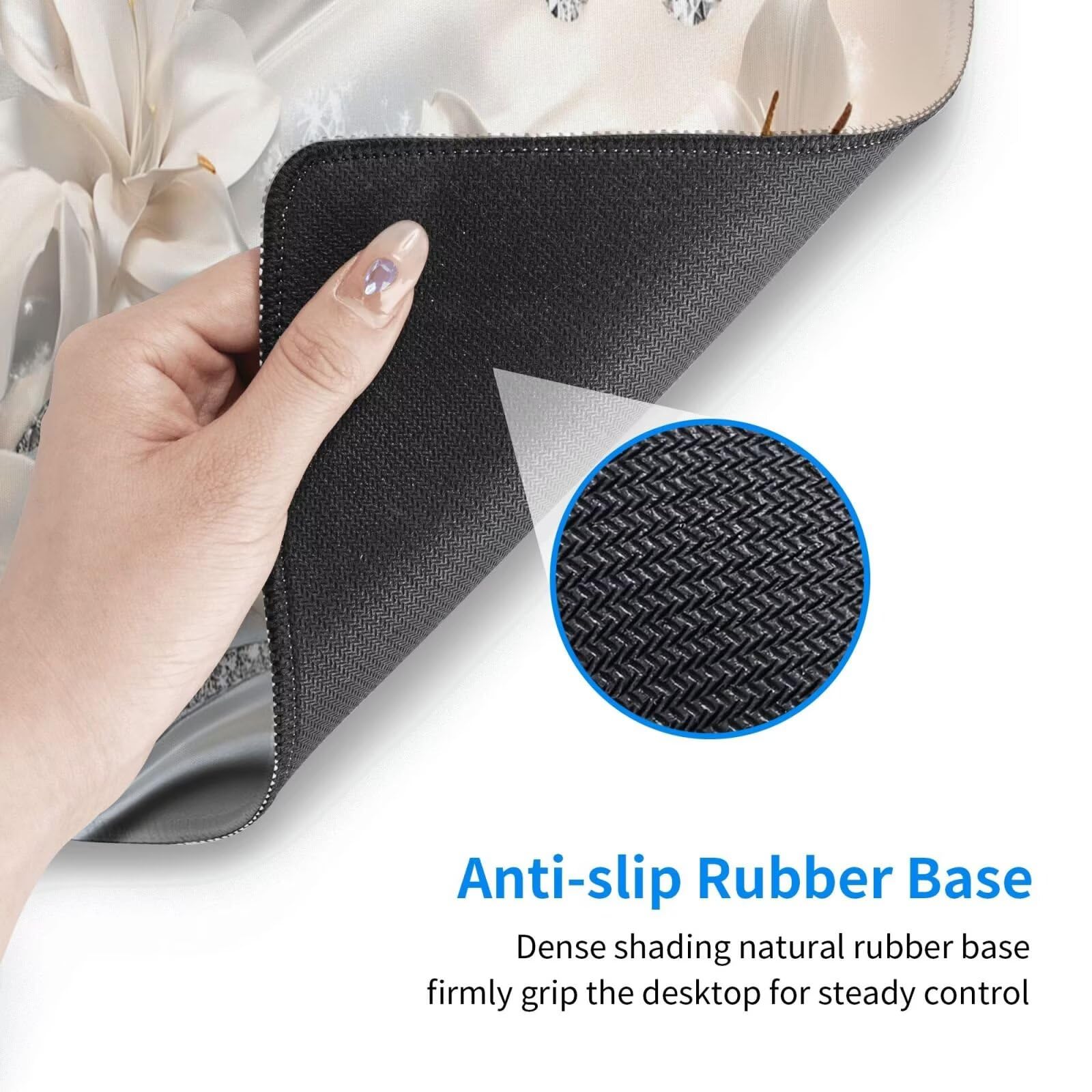 Biała podkładka pod mysz XXL Lys mata na biurko 1600 x 800 x 3 mm zmywalna podkładka do gier na laptopa, z antypoślizgową gumową podkładką do gier, PC, pracowników biurowych Y1441