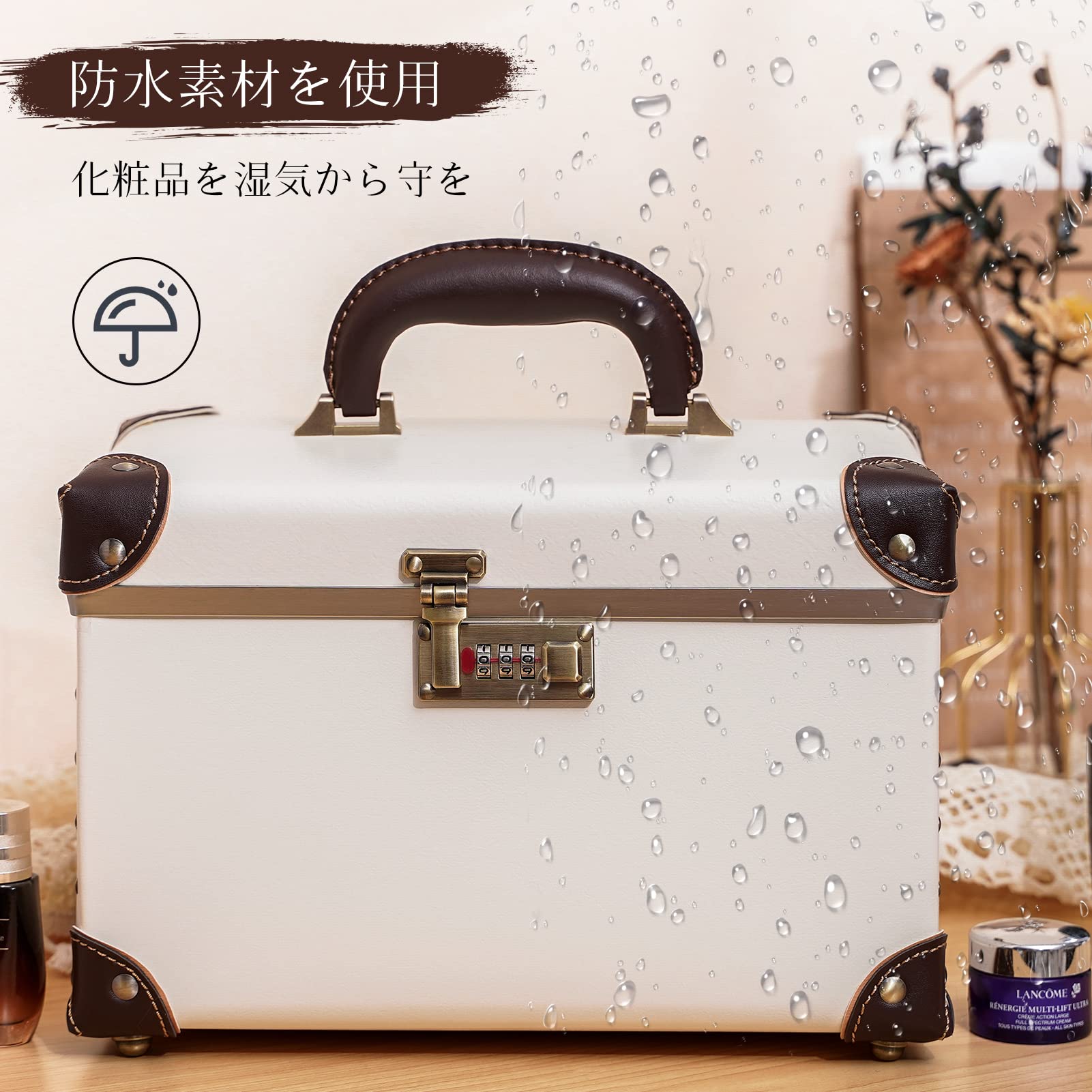 urecity メイクボックス コスメ収納 化粧品収納ボックス メイク収納ケース 鏡付き 大容量 コスメボックス 出張 旅行 持ち運び 大容量 - 4