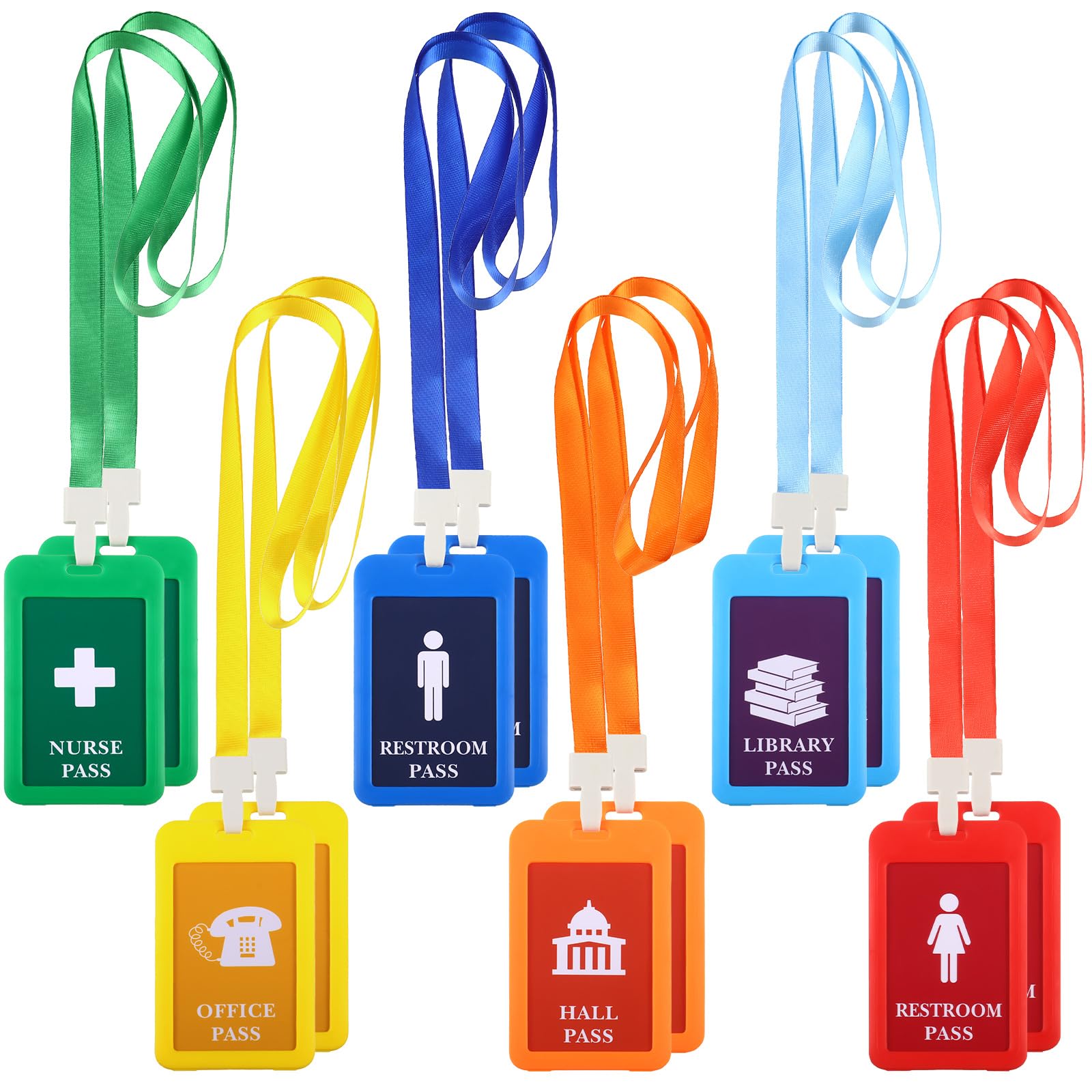 Mlife Unbreakable PVC Hall Pass Lanyard Set For Teachers - 12 Pack School Passes For Nurse, Bathroom, Office & More - View #5