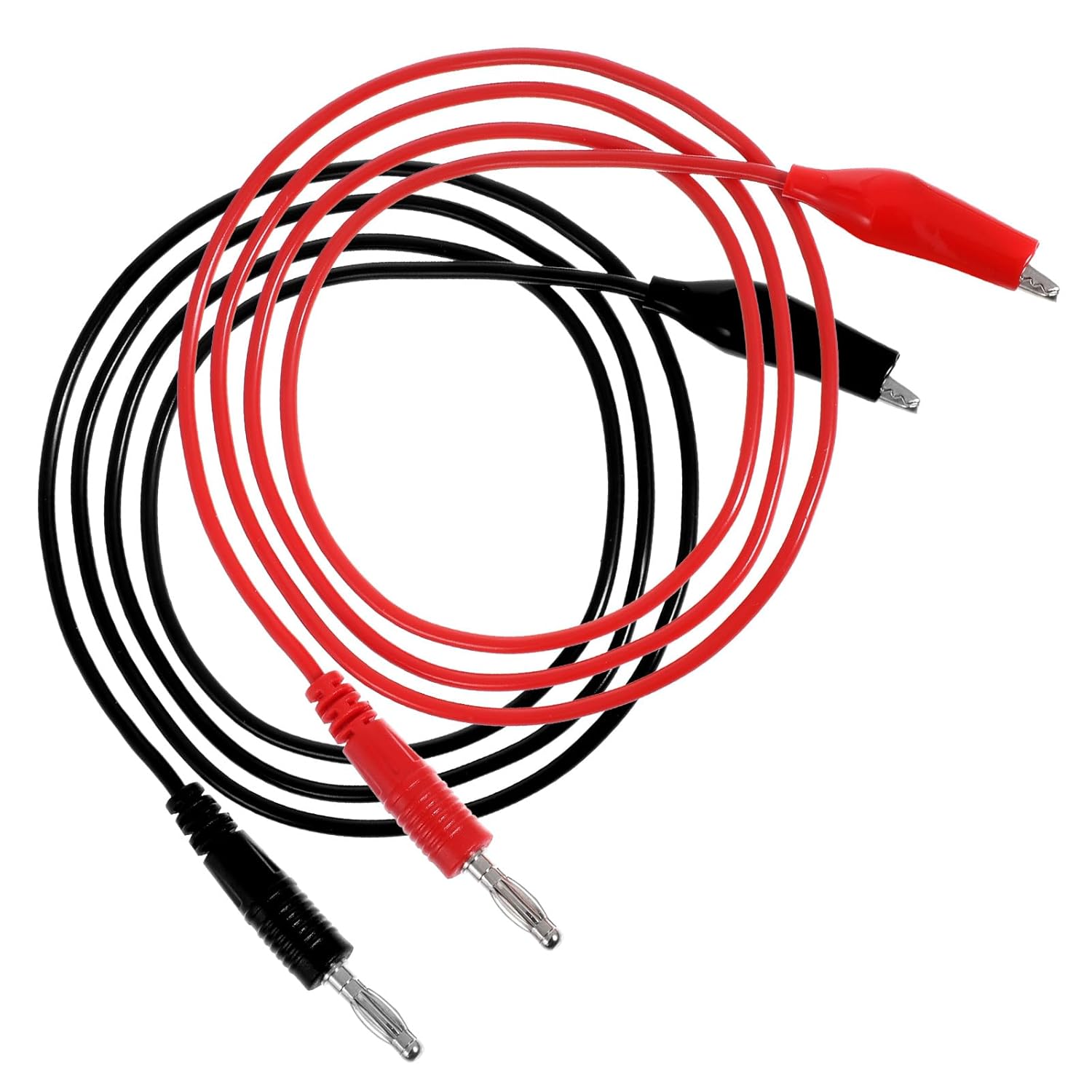 2 Pcs 3.3 Ft Stackable 4mm Banana Plug to Alligator Clip Test Leads Wire Leads Cable Line Wire Multimeter Alligator Clips Electrical Test Probe Lead Wires for Multi-Meter Electrical Tests Jumper Wires