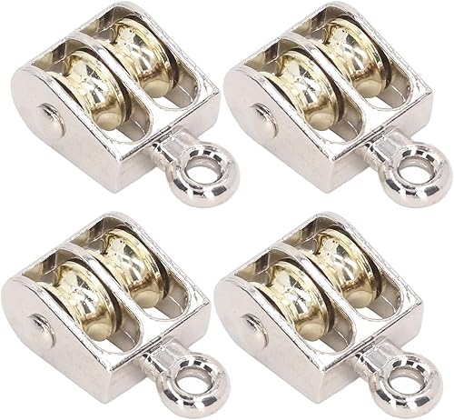 Miniatura 7 de 4 piezas de bloque de polea doble, bloque de polea de 220.5 lbs 220 libras con rodamiento de aleación de zinc grúa de elevación de polea