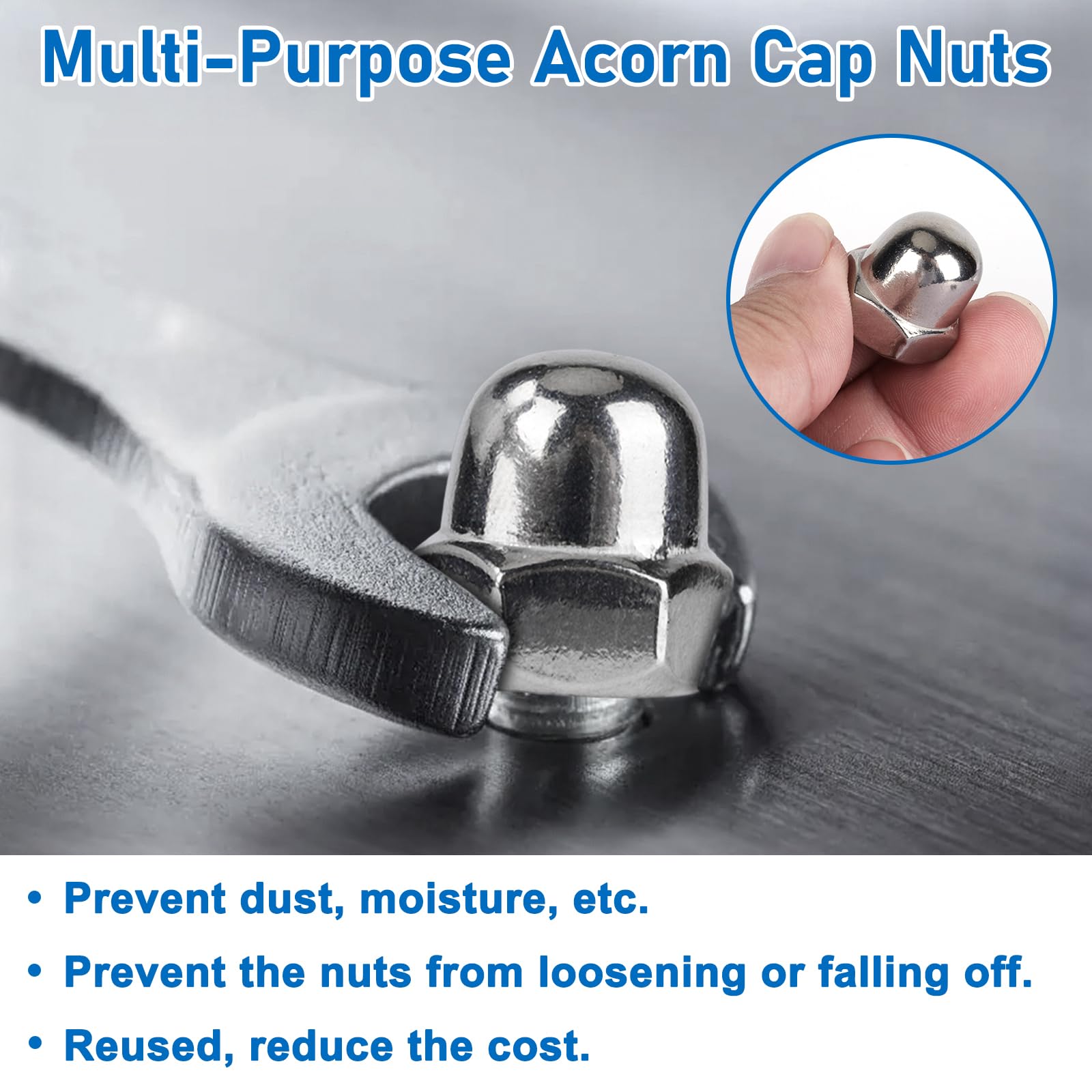 Stainless Steel Acorn Nuts - 107 Piece Set -5 Stainless Steel Acorn Nuts - 107 Piece Set -5