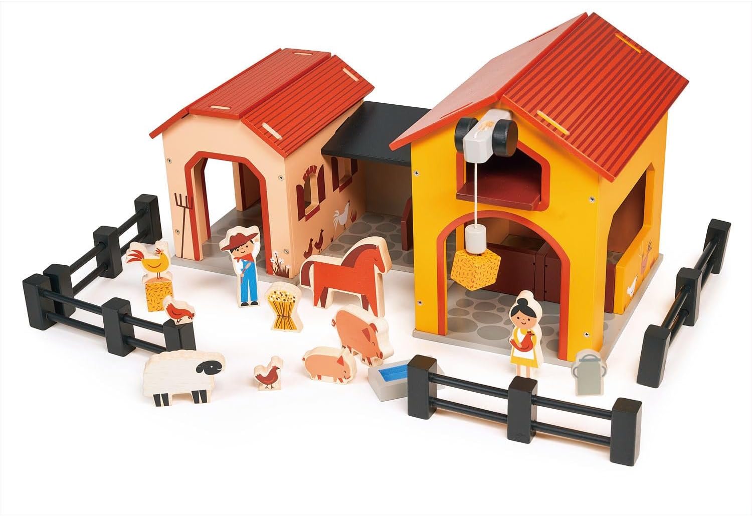 mentari Billy's Barnyard Farm Ranch Toy Complete Playset, 19.69-inch Length, Accessories for Imaginative Play and Farmyard Adventures