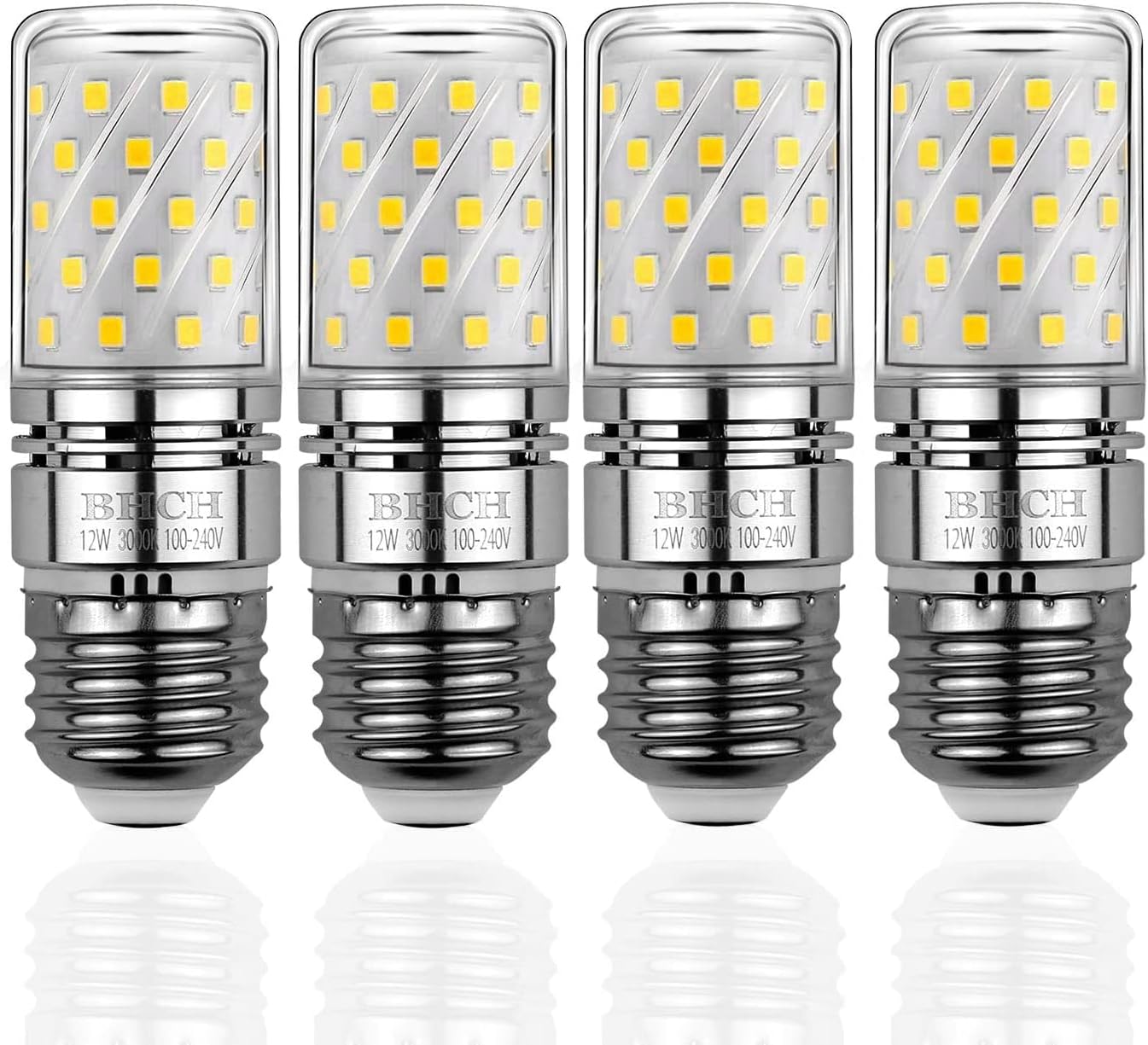 E26 LED Corn Bulbs 12W,3000K Warm White,1200LM,100W Incandescent Bulbs Equivalent,Pack of 4