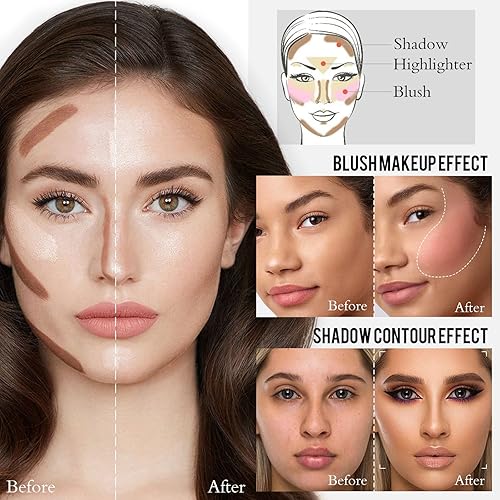 Miniatura 7 de Kit de maquillaje en barra de contorno de crema de 2 piezas, resaltador brillante y bronceador, varita de contorno de barra bronceadora, resistente